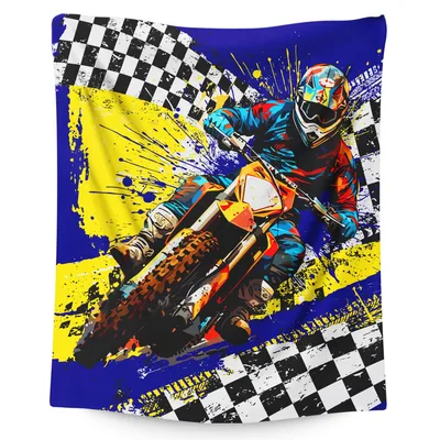 Dirt Bike Rider Racing Blanket: Motocross Art for Track Fans