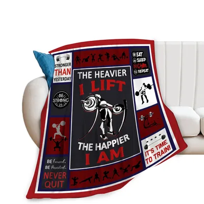 Weightlifting Gym Workout Blanket: Heavier Lift Happier Life Design