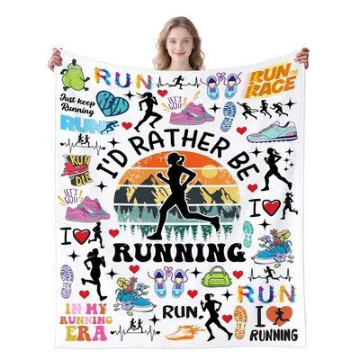 Running Marathon Runner Blanket: I'd Rather Be Running Design