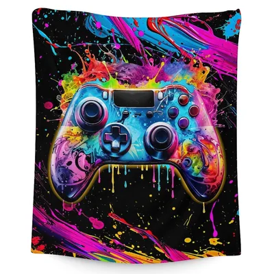 Gaming Controller Splatter Art Blanket for Vibrant Gamer Rooms
