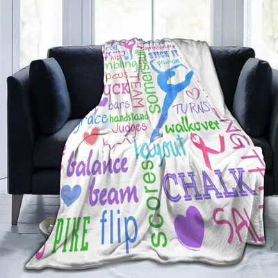 Gymnastics Terms Gymnast Lover Blanket: Colorful Moves and Terms Print
