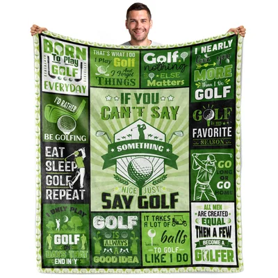 Golf Quotes Collage Blanket features humorous slogans