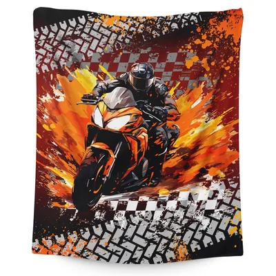 Motorcycle Racing Rider Blanket: Speed and Checkered Flags