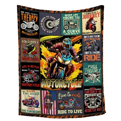 Motorcycle Riding Collage Blanket for Riders Who Love the Open Road