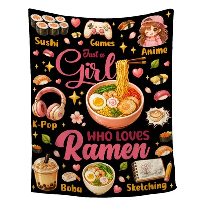Just a Girl Who Loves Ramen Blanket featuring anime girl