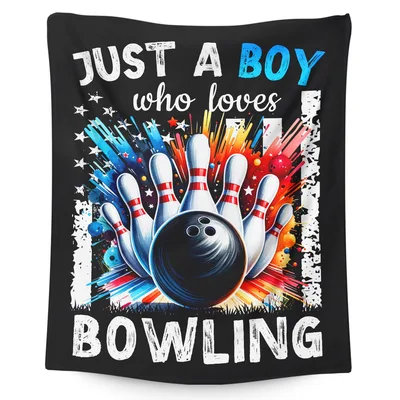 Bowling Pins Boy Blanket: Just a Boy Who Loves Bowling Design