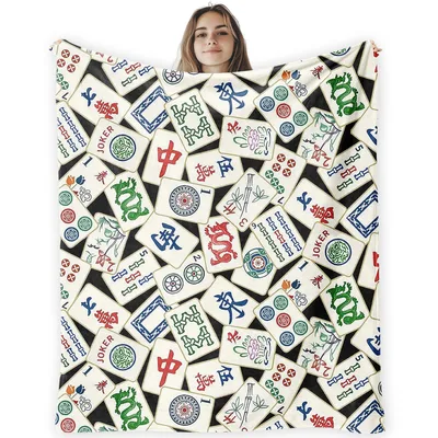Mahjong Tiles Pattern Blanket: Classic Game Tile Design for Gamers