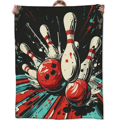 Bowling Pins and Balls Strike Blanket for Amusement Park Lovers