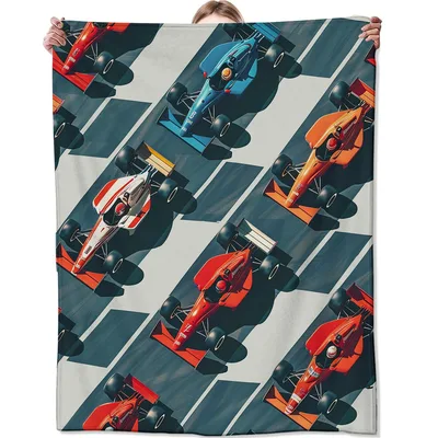 Race Car Pattern Blanket: Vintage Open-Wheel Racing Design