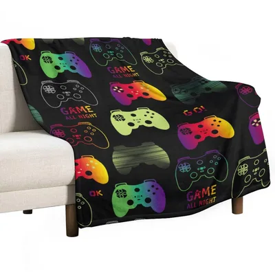 Neon Gaming Controllers All Blanket features rainbow