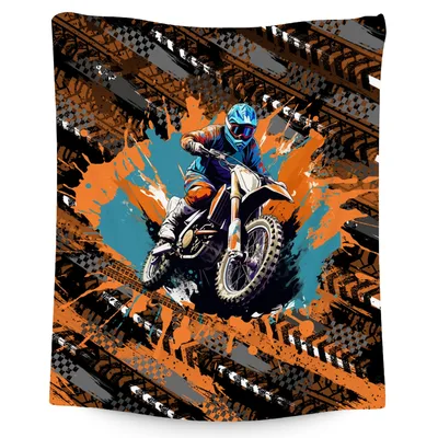 Dirt Bike Rider Splash Blanket: Motocross Art for Kids and Teens