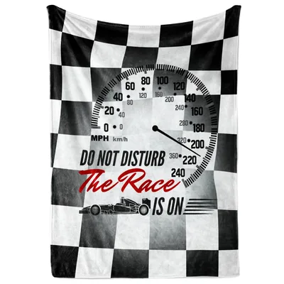 Checkered Flag Racing Car Blanket featuring Do Not Disturb The Race Is