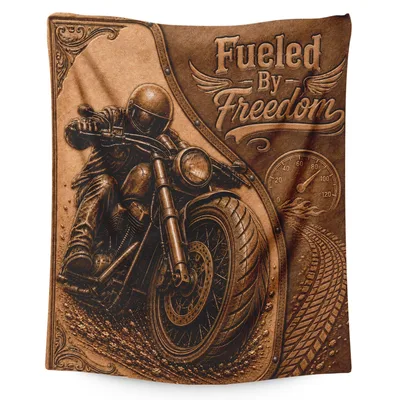 Motorcycle Rider Freedom Blanket: Fueled By Freedom Leather Design