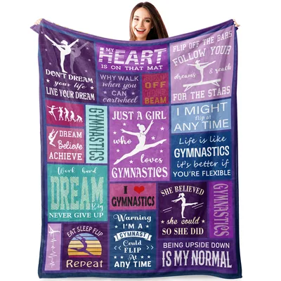 Gymnastics Quotes Inspirational Blanket for Girls Who Love the Mat