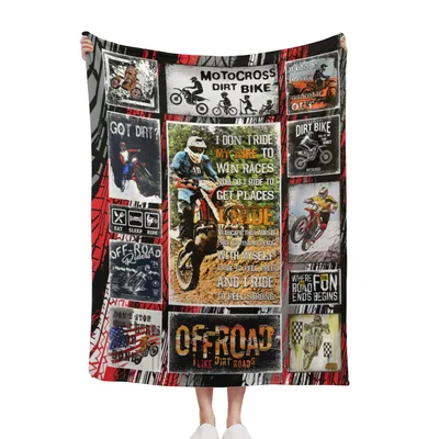 Dirt Bike Motocross Collage Blanket for Off-Road Enthusiasts
