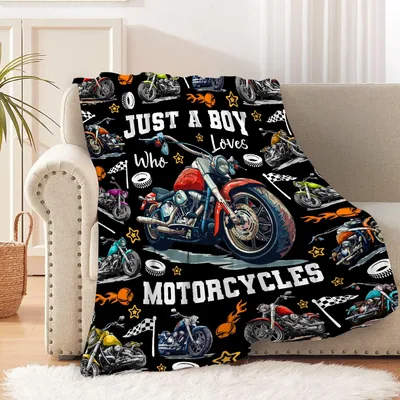 Black Biker Boys Motorcycle Blanket for Bike Lovers