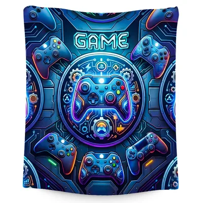 Gaming Controllers Gamer Blanket: Neon Controller Art for Players