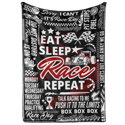 Race Car Fan Racing Blanket: Eat Sleep Race Repeat Design