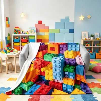 Building Blocks Toy Bricks Blanket for Creative Play and Cozy Naps