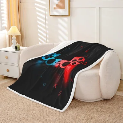 Abstract Gamepad Controller Blanket for Gaming Room Decor