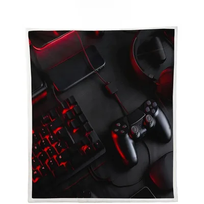 Gaming Keyboard and Controller Blanket for Gamer Room Decor