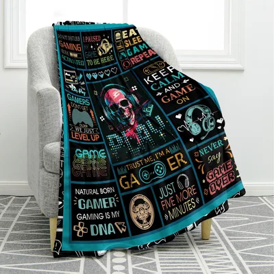 Gamer Gaming Words Collage Blanket for Players Who Love Slang