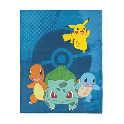 Yellow Electric Mouse Blanket and Friends on Blue