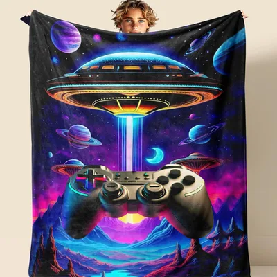 Game Controller UFO Spaceship Blanket for Sci-Fi Gamers