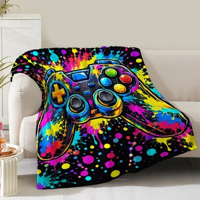 Neon Gaming Controller Splatter Blanket