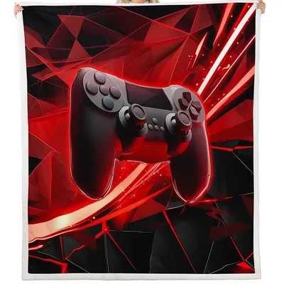 Gaming Controller on Red Blanket: Abstract Gamepad Design for Gamers