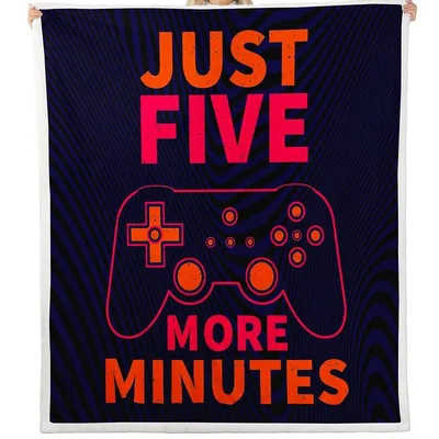 Just Five More Minutes Blanket featuring a neon gamepad outline