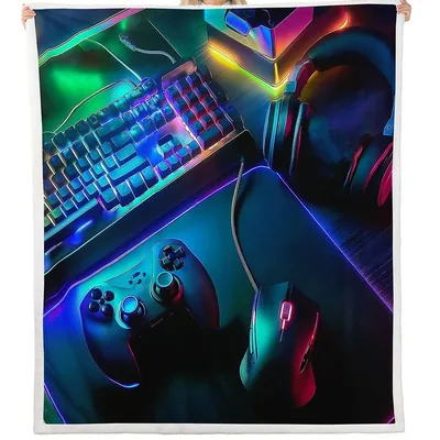 Gaming Keyboard Headset Blanket: Neon Gear Design for Gamers