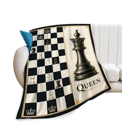 Chess Board Queen Piece Blanket featuring a large black queen