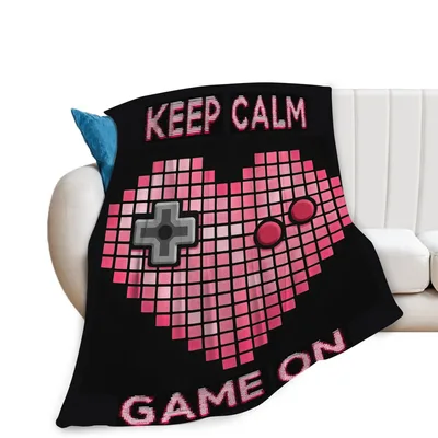 Keep Calm Game Blanket: Pixel Heart Gaming Design