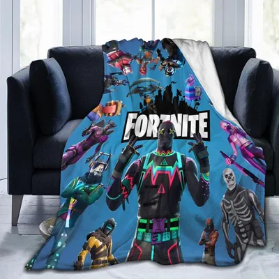 Battle Royale Game Hero Blanket Featuring Neon Skins and Battle Logo