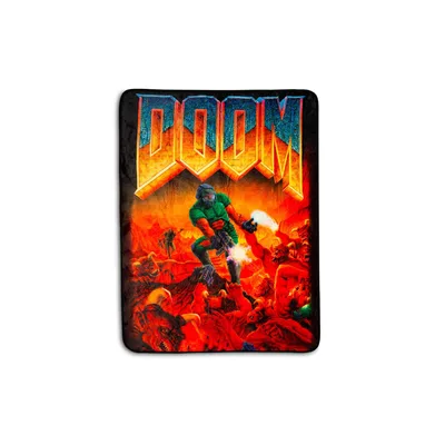 Armored Warrior Battling Demons Blanket: Doom Classic Art Design