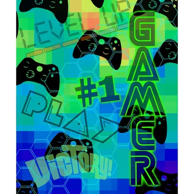 Number One Gamer Controllers Blanket: #1 Gamer Level Up Design
