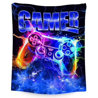 Gamer Neon Controller Blanket: Electric Gamepad Design for Players