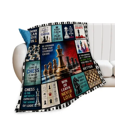 Chess Quotes and Pieces Blanket for Strategic Thinkers