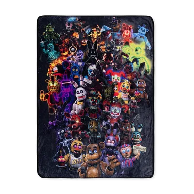 Horror Animatronic Characters Collage Blanket for Game Lovers