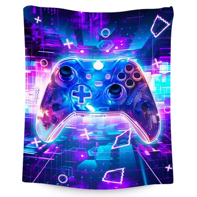Neon Game Controller Gaming Blanket: Neon Controller Design for Gamers