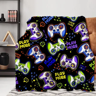 Game Controllers Play More Blanket: Neon Controller Pattern