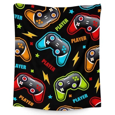 Gaming Controllers Player Pattern Blanket features colorful