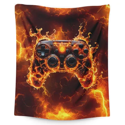 Flaming Game Controller Lightning Blanket