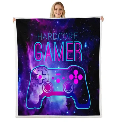 Hardcore Gamer Gamepad Design Blanket for Cosmic Gaming Sessions