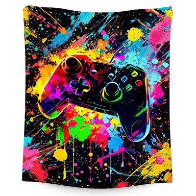 Paint Splatter Game Controller Blanket for Vibrant Gaming Rooms