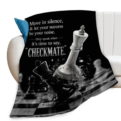 Checkmate Chess Piece Quote Blanket for Strategic Thinkers