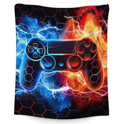 Fire and Ice Gaming Blanket: Controller Clash Design