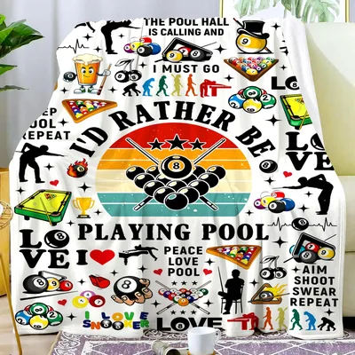 I'd Rather Be Playing Pool Blanket: Billiards Themed Throw