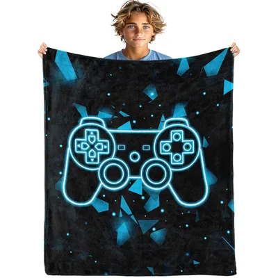 Neon Game Controller Pattern Blanket for Gamers